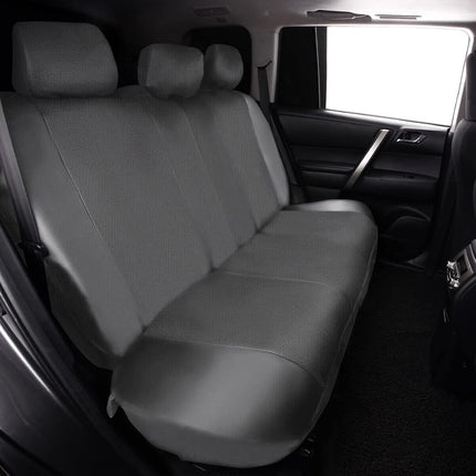 Flying Banner car seat Covers Full Set Faux Leather Air Mesh Breathable Man Lady Airbag Compatible Rear Bench Split 40/60 50/50 60/40 Truck Pick Up (Full Set - Low Back, Gray Gray)