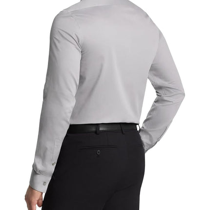 Calvin Klein Men's Dress Shirts Non Iron Slim Fit Solid, Cement, S (Neck 36 cm Sleeve 81/84 cm)