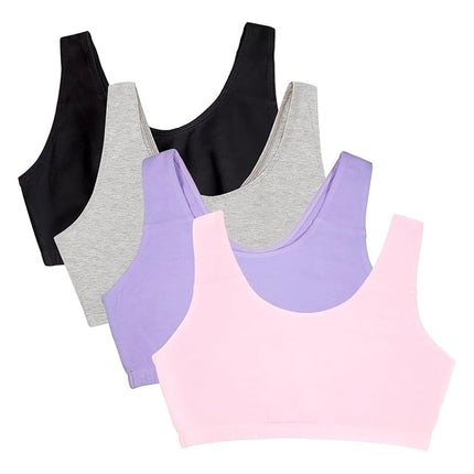 Fruit of the Loom Womens Built Up Tank Style Sports Bra Value Pack, Kitty Pink/Hyacinth/Grey Heather/Black Hue, 38