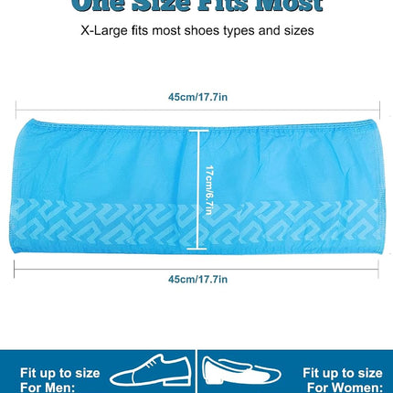 200 Pack XL Non-Slip Disposable Shoe Covers Blue for Indoors, Fits Men’s US 13