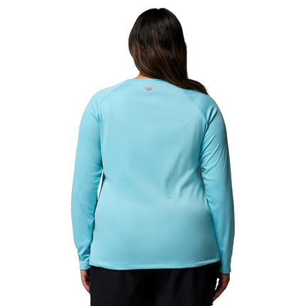 Columbia womens Tidal Tee Ii Long Sleeve, Clear Blue/White Logo, XXL