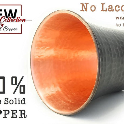 Dede Copper - CC Series (20 oz) - Handcrafted Drinking Cups or Serving Cold Beverages and Cocktail Mugs, Handmade Unlined Uncoated Pure Solid Copper Tumblers (Engraved-Antique)