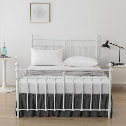 xuan dian Bed Skirt Twin Size Ruffled Bed Skirts with Split Corners