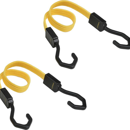STANLEY S300336 Black/Yellow 36" Premium Flat Bungee Cord Straps, 2 Pack