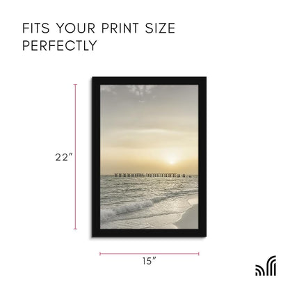 Americanflat 15x22 Picture Frame with Polished Plexiglass - Black Picture Frame - Wide Photo Frames Made of Engineered Wood for Vertical or Horizontal Wall Display - Epic Collection - Black