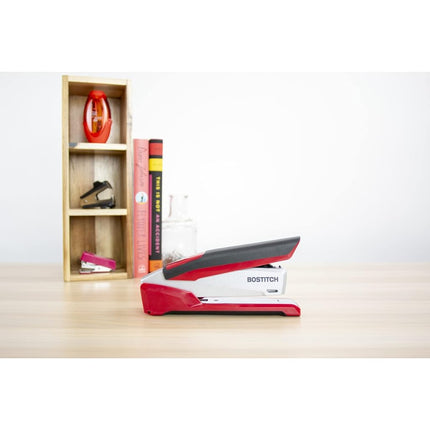 PaperPro inPOWER+28 Executive Stapler - 3 in 1 Stapler - One Finger, No Effort, Spring Powered Stapler, Red/Silver (1117)