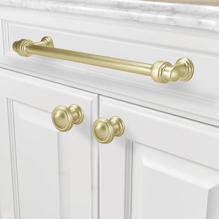 POVEFONK 6 Pack 15 inch Brushed Brass Kitchen Cabinet Handles Cabinet Pulls Gold Drawer Pulls Kitchen Cabinet Hardware Handles Dresser Handles