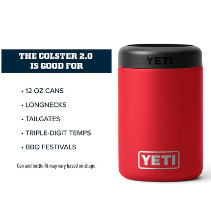 YETI Rambler 12 oz. Colster Can Insulator for Standard Size Cans, Rescue Red (NO CAN Insert)