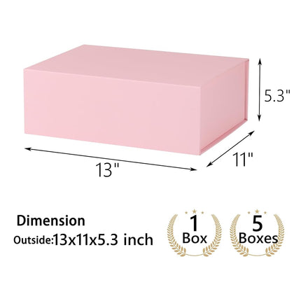 MUMUPACK Pink Gift Box,13x11x5.3 Large Gift Boxes With Lids For Presents Includes Ribbon And Diy Printable Sticker Paper,Bridesmaid Proposal Box,Magnetic Gift Box For Birthday,Wedding,Graduation