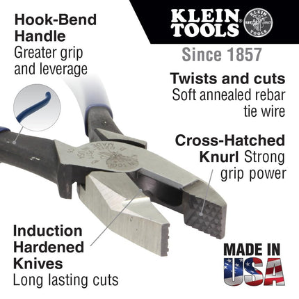 Klein Tools D2017CSTT Slim Ironworker Pliers with Tether Ring