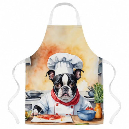 Caroline's Treasures Boston Terrier The Chef Apron Cooking Kitchen Server Baking Crafts Gardening for Adult Women Men, Unisex, Large, Multicolor