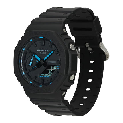 Casio G-Shock Quartz Watch with Analogue Digital Display, Blue Resin Case, Plastic Strap, 200 Metres Waterproof Rating, Long Battery Life, Model GA-2100-1A2ER