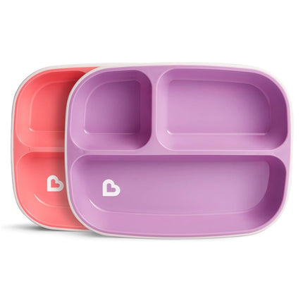 Munchkin Splash Kids Plates and Bowls Set, Set of 4, Pink/Purple