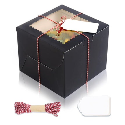DOYIDE 20Pcs Mini Cake Boxes with Window, 6x6x5 In