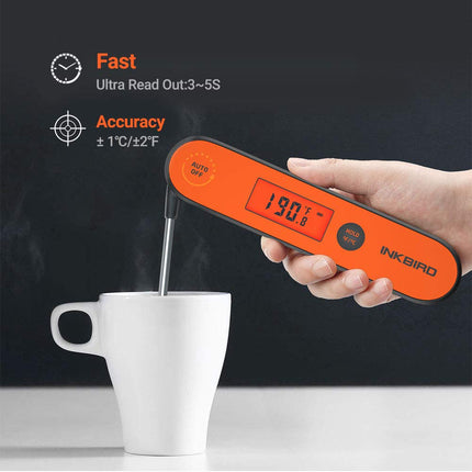 Thermomètre à viande numérique à lecture instantanée Inkbird IHT-1P, étanche et rechargeable avec fonction de calibration, aimant et rétroéclairage pour la cuisson, le grill, le fumoir et la cuisine (pour la dinde notamment)
