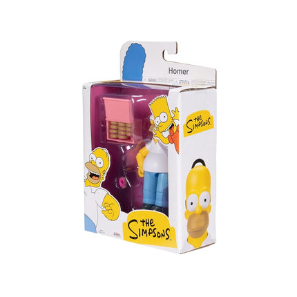 The Simpsons JAKKS Pacific Homer Simpson 5" / 12.7cm Collectible Action Figure, Includes Donut and Donut Box Accessory, Fully Articulated, Collector's Display Packaging