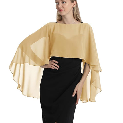 Chemisettes Hotshawl pour femmes, étoles et châles en mousseline de soie pour robe de soirée, capes de mariage, cache-épaules, Or, Taille unique