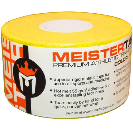 15Yd x 1.5" Meister Premium Athletic Trainer's Tape for Sports and Medical (50% Longer) - Yellow - 6 Rolls