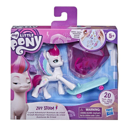 My Little Pony F2452 New Generation Crystal Adventure Zipp Storm 7.5cm White Pony with Surprise Accessories Friend Bracelet