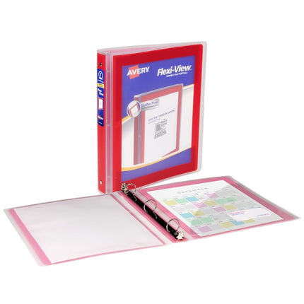 Avery Flexi-View 3 Ring Binder, 1 Inch Round Rings, 1 Red Binder (17606)