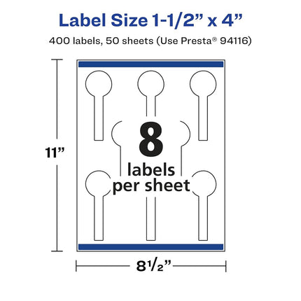 Avery Glossy Clear Lollipop Labels with Sure Feed, 1.5" x 4", 400 Glossy Clear Labels, Print-to-The-Edge, Laser/Inkjet Printable Labels