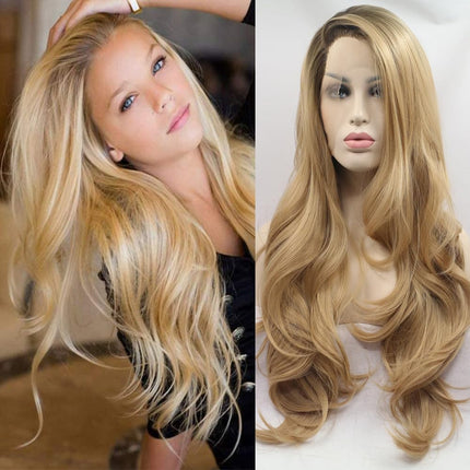 Xiweiya Long Natural Wave Ombre Brown Blonde Synth