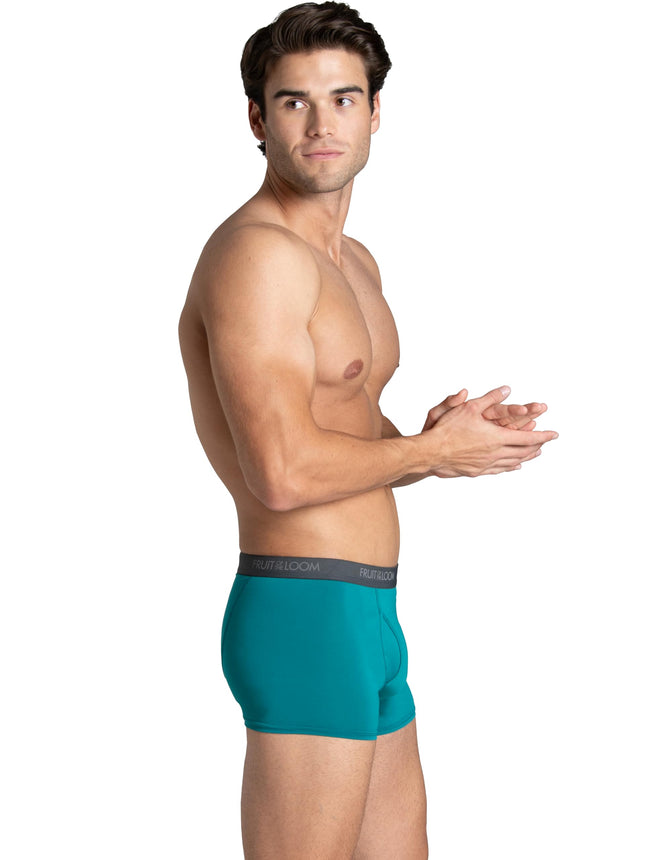 Fruit of the Loom Men's Micro Stretch Boxer Briefs, Designed to Move with You, Lightweight & Moisture Wicking, Trunk - 5 Pack - Blue/Green/Black, L
