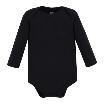 Hudson Baby unisex-baby Cotton Long-sleeve Bodysuits, Baby Bear Gray Black, 3-6 Months