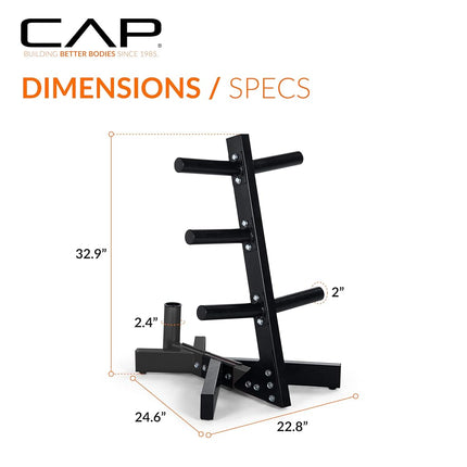 Cap Barbell Olympic Plate Tree Storage Rack for Weights and Bar, Yellow