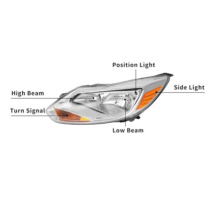 HECASA Left Headlight Assembly Driver Side Halogen Headlamp
