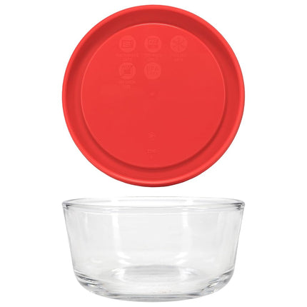 Pyrex 2-Cup Glass Food Storage Set with Lids 12-Piece Red Cover