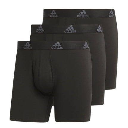 adidas Men's Performance Stretch Cotton Boxer Briefs 3-Pack, Soft Underwear, Superior Comfort, Black/Onix Grey, 4XL Big Tall