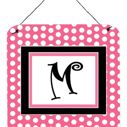 Caroline's Treasures Letter M Initial with Pink/Black Polka Dots Wall or Door Hanging Prints, 6 x 6, Multicolor