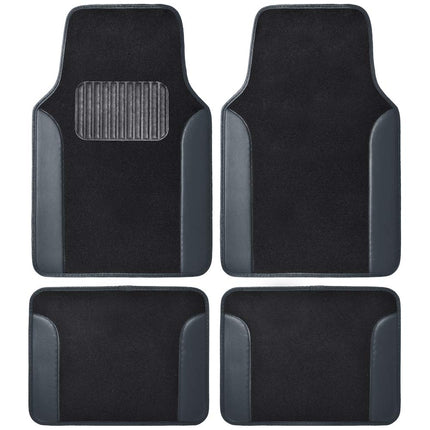 BDK Premium Gray Carpet Floor Mats for Cars - Universal Fit Interior 4-Piece Car Mats Full Set with Vinyl Heel Pad Protector - Cute Car Accessories Interior Floor Covers for SUVs & Trucks
