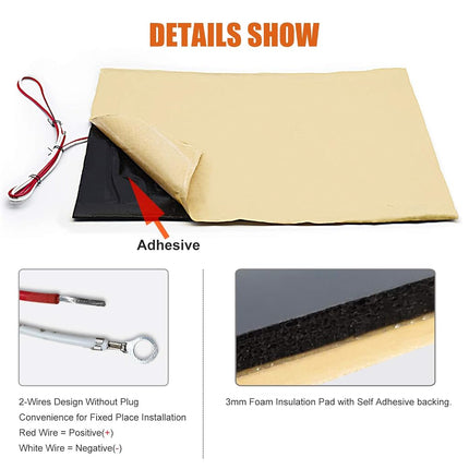 Facon 12" x 18"12V RV Tank Heater Pad with Thermostat - 2Pack, Prevents Freezing for 50 Gallons Fresh/Grey/Black Holding Water Tanks, QAI Certified