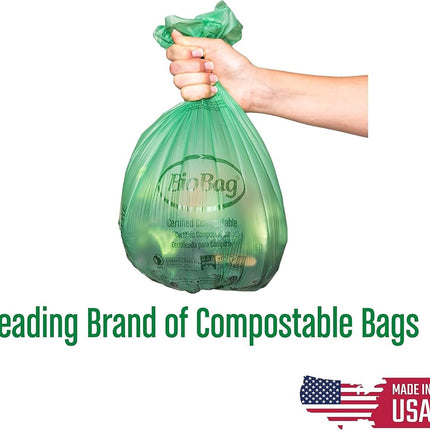 BioBag, The Original Compostable Bag, Kitchen Food Scrap Bags, ASTMD6400 Certified 100% Compostable Bags, Biodegradable Products Institute & VINCOTTE OK HOME Certified, Non GMO, 13 Gallon, 48 Count