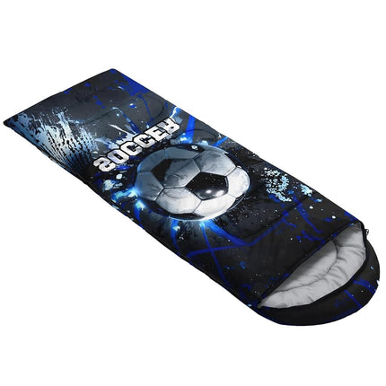 QOOMO Soccer Printed Camping Sleeping Bags,3 Season Warm & Cool Weather,Lightweight,Waterproof Sleeping Bags for Adults & Kids,Traveling,and Outdoors,Camping Gear Equipment,31x90inch