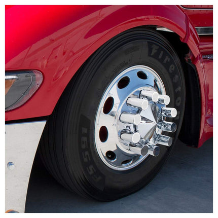 United Pacific 10034Cb - Wheel Lug Nut Cover Set - 33Mm X 4-1/4" Chrome Plastic Tall Cylinder Nut Cover - Thread-On (60