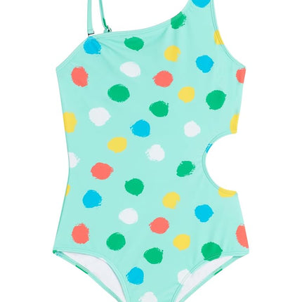 Kanu Surf Girls' Cori Beach Sport Bañador de una pieza con un hombro y corte lateral UPF 50, verde Cori, 10