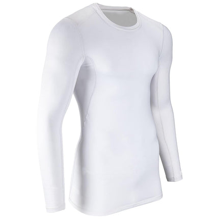 Haut à col rond à manches longues de compression CHAMPRO pour homme, coupe temps froid, blanc, XXL