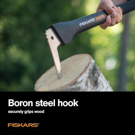 Fiskars 28" Hookaroon - Non-Slip Grip Handle with Pointed, Angled Blade - Landscaping Tool for Rotating, Dragging, Stacking Logs - Black/Orange