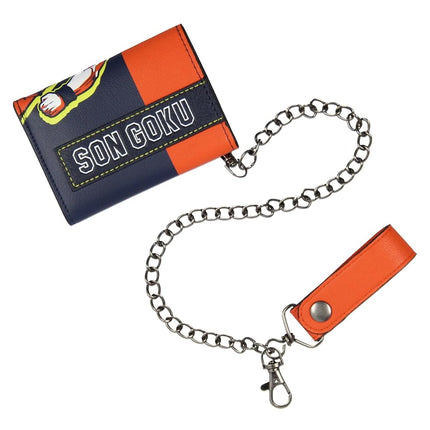Bioworld Dragon Ball Z Anime Son Goku Tri-Fold Snap Closure Chain Wallet