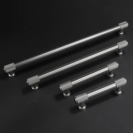 BUKOBYHE 10 Pack 5Inch(128mm) Brushed Satin Nickel Kitchen Cabinet Handles Knurled Cabinet Pulls Drawer Pulls Kitchen Hardware