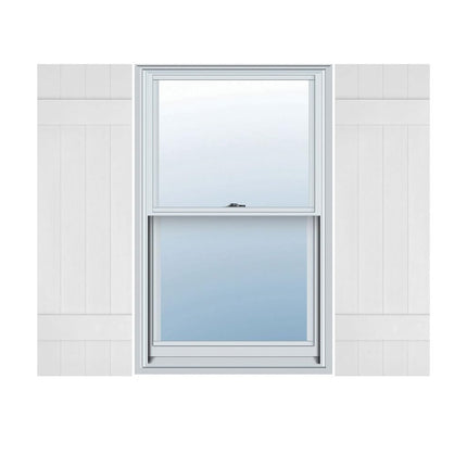 Ekena Millwork LJ4C14X02400WH Lifetime Vinyl, Custom Four Board Joined, Board-N-Batten Shutters with Shutter-Loks (Per Pair), 14" W X 24" H, White