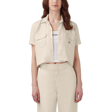 Dickies Work Shirt Cropped SS W Women's Short Sleeve Shirt, White V1, M