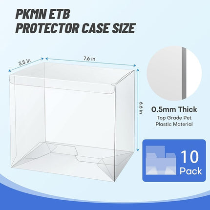10 Pack Clear PKMN ETB Protector Case, PKMN Elite Trainer Box Protector, PET Plastic Display Box Protector for Collectors Gifts Elite Trainer Boxes - 0.5mm Thick (Pack of 10)