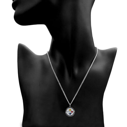 Siskiyou Sports NFL Pittsburgh Steelers Women's NFL Chain Necklace with Small Pendant, 20", Silver