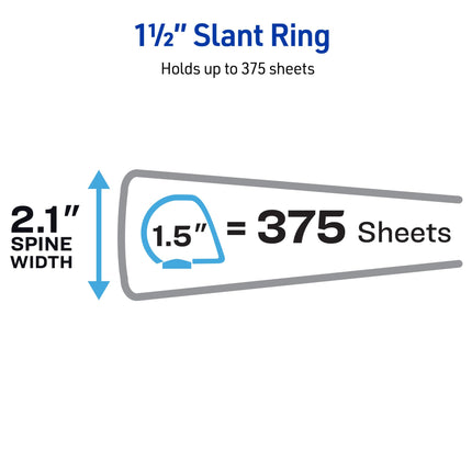 Avery Durable View 3 Ring Binders, 1.5 Inch Slant Rings, 375-Sheet Capacity, DuraHinge, 2.1 Inch Wide Spine, Customizable Clear Covers and Spine, Pastel Colors (4-Pack of 05634)