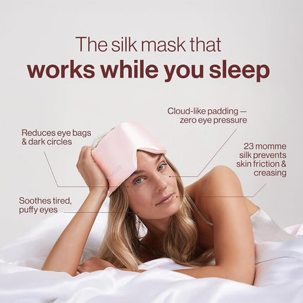 Dore & Rose Deep Sleep Mask for Women and Men - 23 Momme Mulberry Silk Eye Mask for Sleeping and Travel, 100% Blackout, Adjustable Strap, Cooling Soft Black Silk Eyemask Award-Winning Luxury
