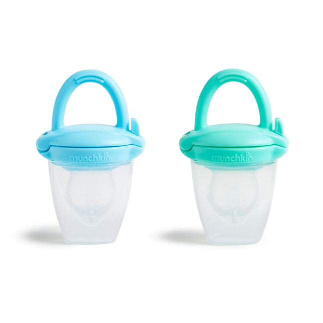 ® Silicone Baby Food Feeder for Solids and Purees, Great for Self-Feeding and Baby Led Weaning, 2 Pack, Blue/Mint